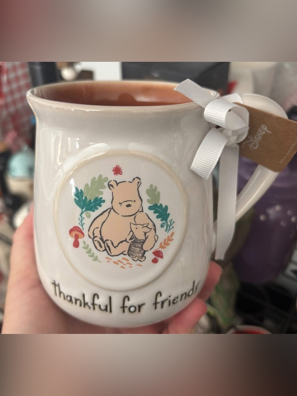 Rae Dunn Winnie the Pooh Cream Ceramic 'Thankful for Friends' Mug
